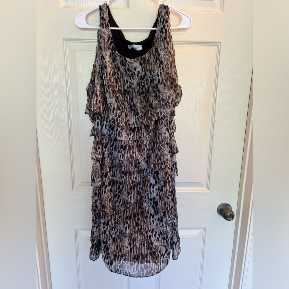 Dress Barn size 22 midi dress layers animal print